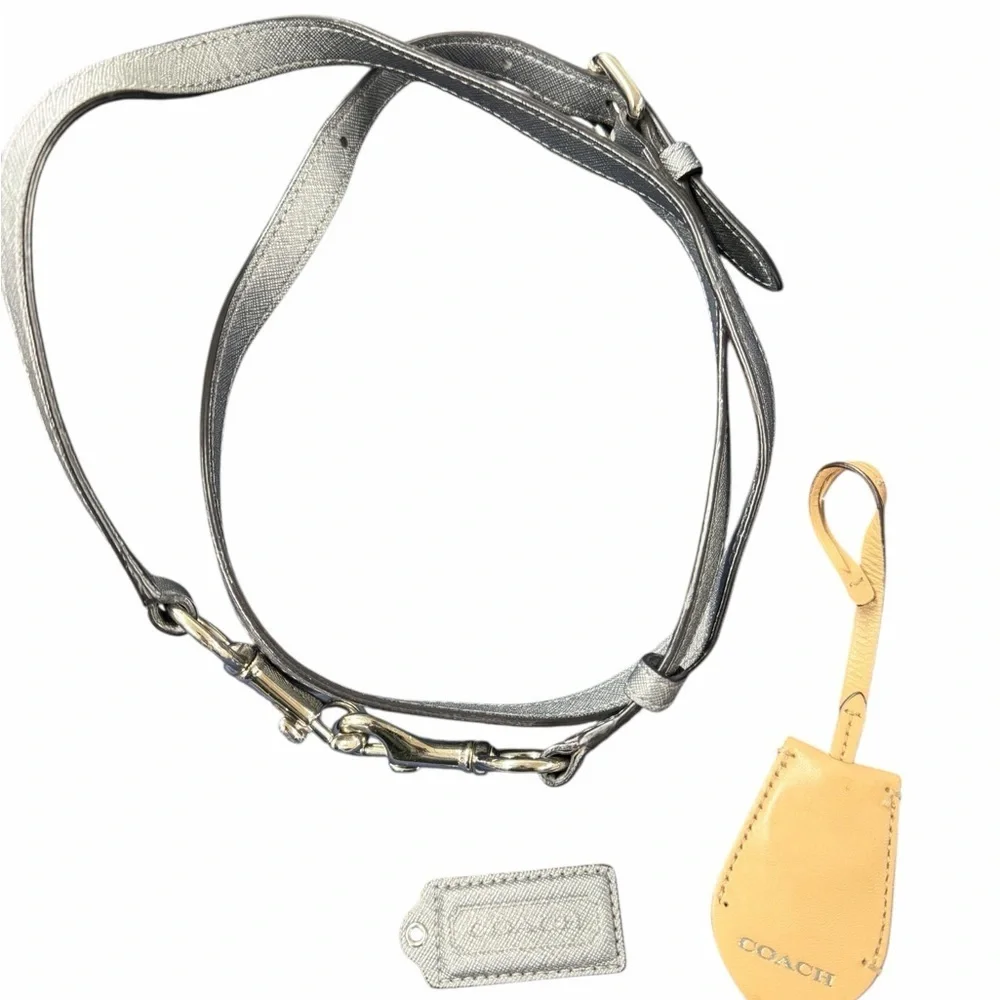 Coach Silver and Tan Leather crossbody replacment strap, fob f peyton bag F25671